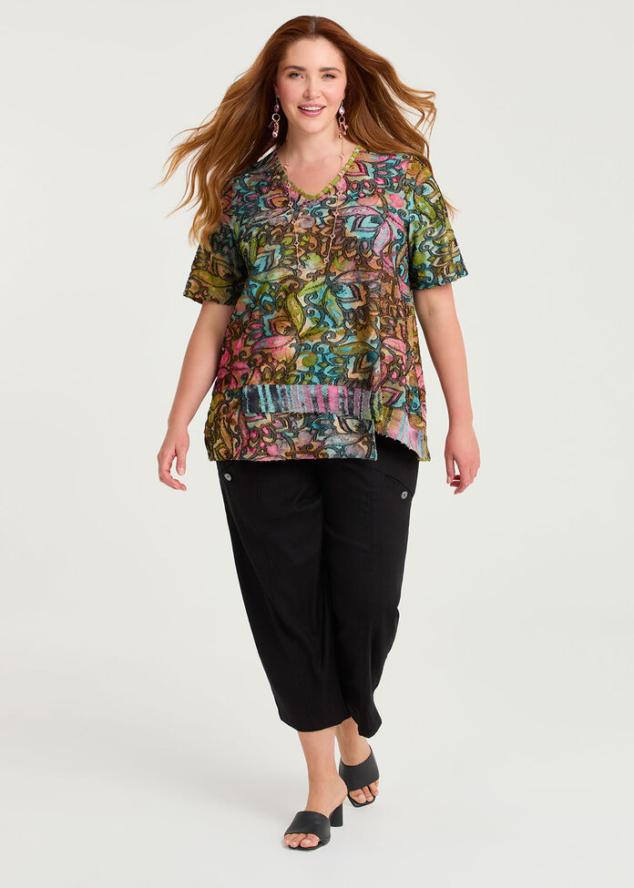 Floral Burnout Top, , hi-res