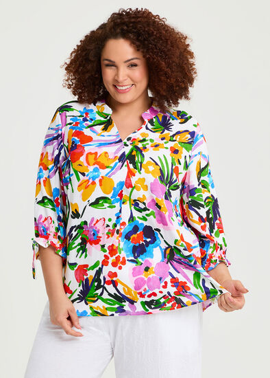 Plus Size Natural Summer Abstract Top