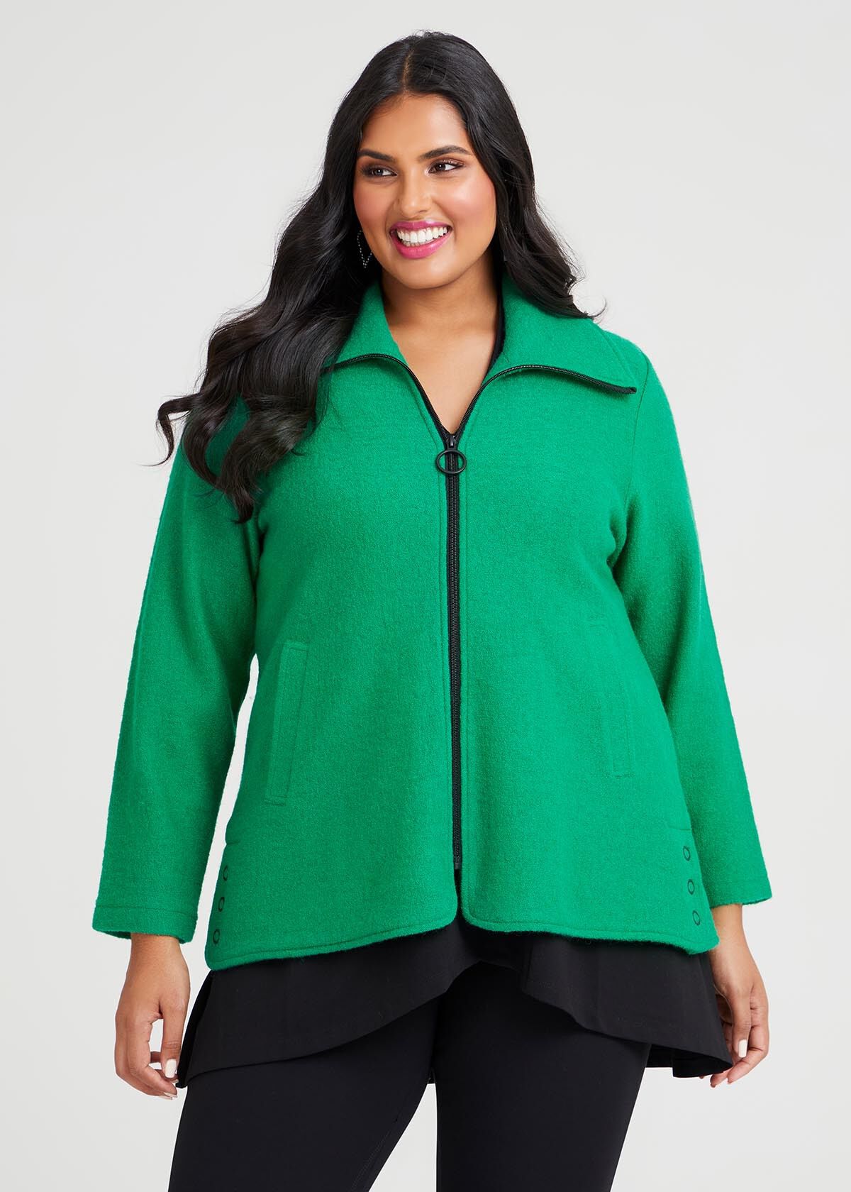 Plus Size Zip Front Boiled Wool Jacket Sizes 12 30 Taking Shape