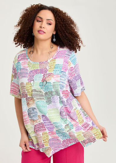 Plus Size Natural Solana Abstract Top