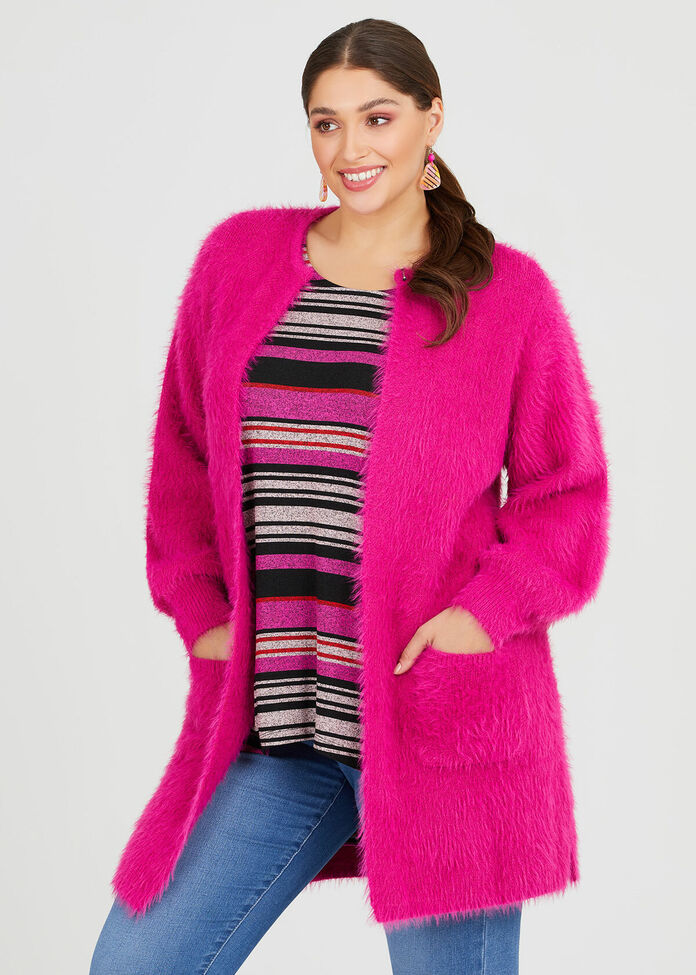 Shop Plus Size Sophia Fluffy Cardigan in Pink | Sizes 12-30 | Taking ...
