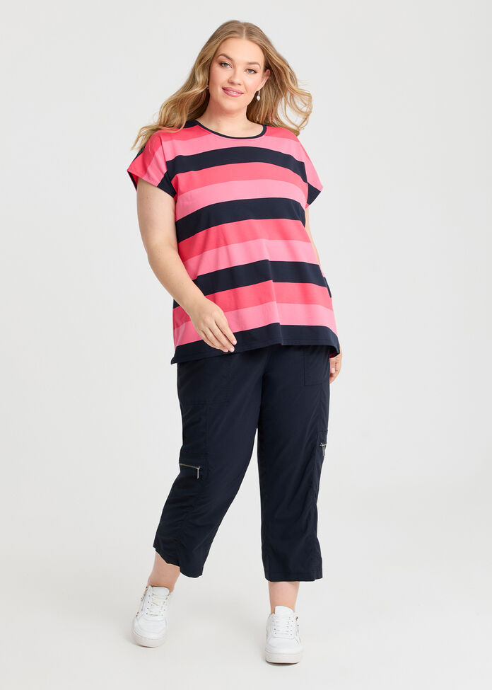 Cotton Multi Stripe T-shirt, , hi-res