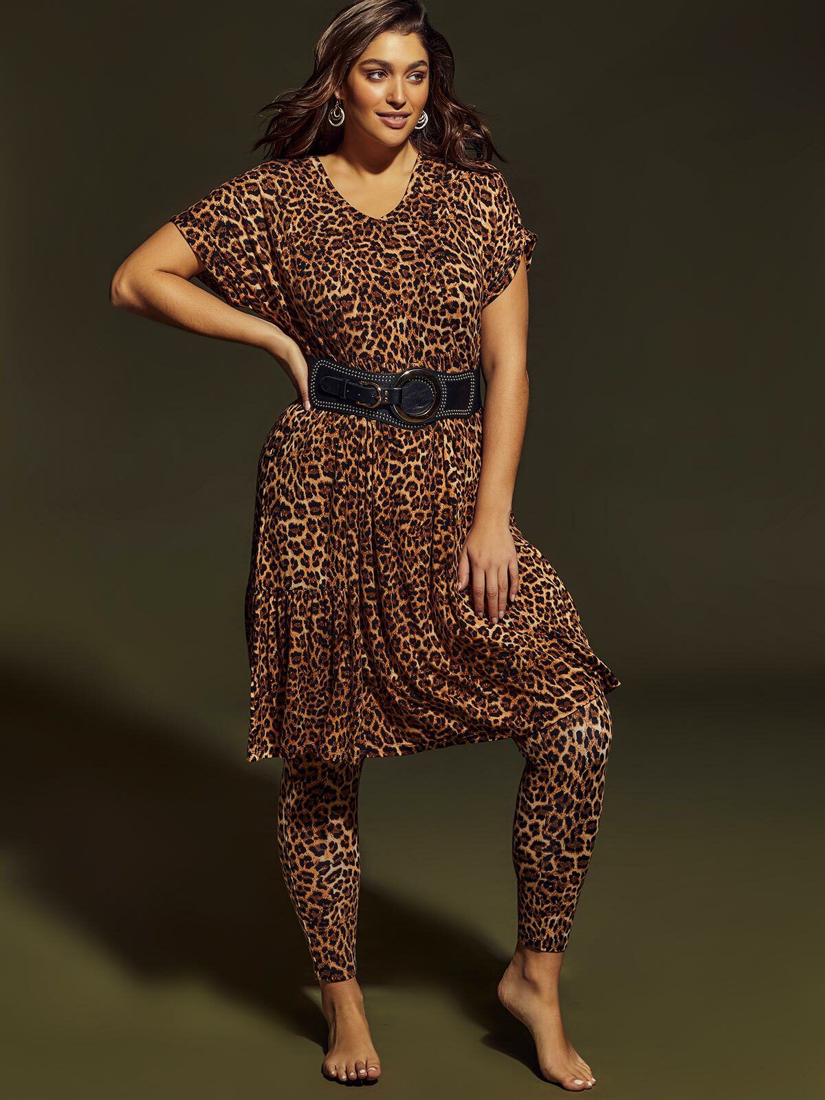 Plus size leopard print leggings clearance