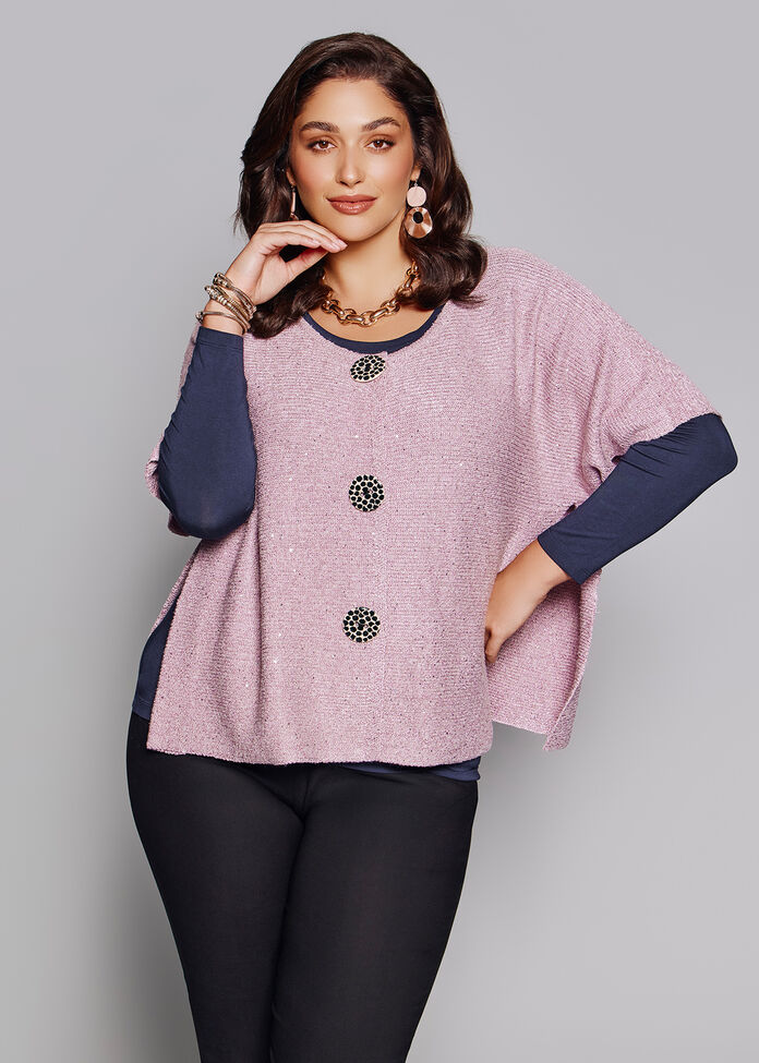 Sparkle Rib Knit Button Cardigan, , hi-res