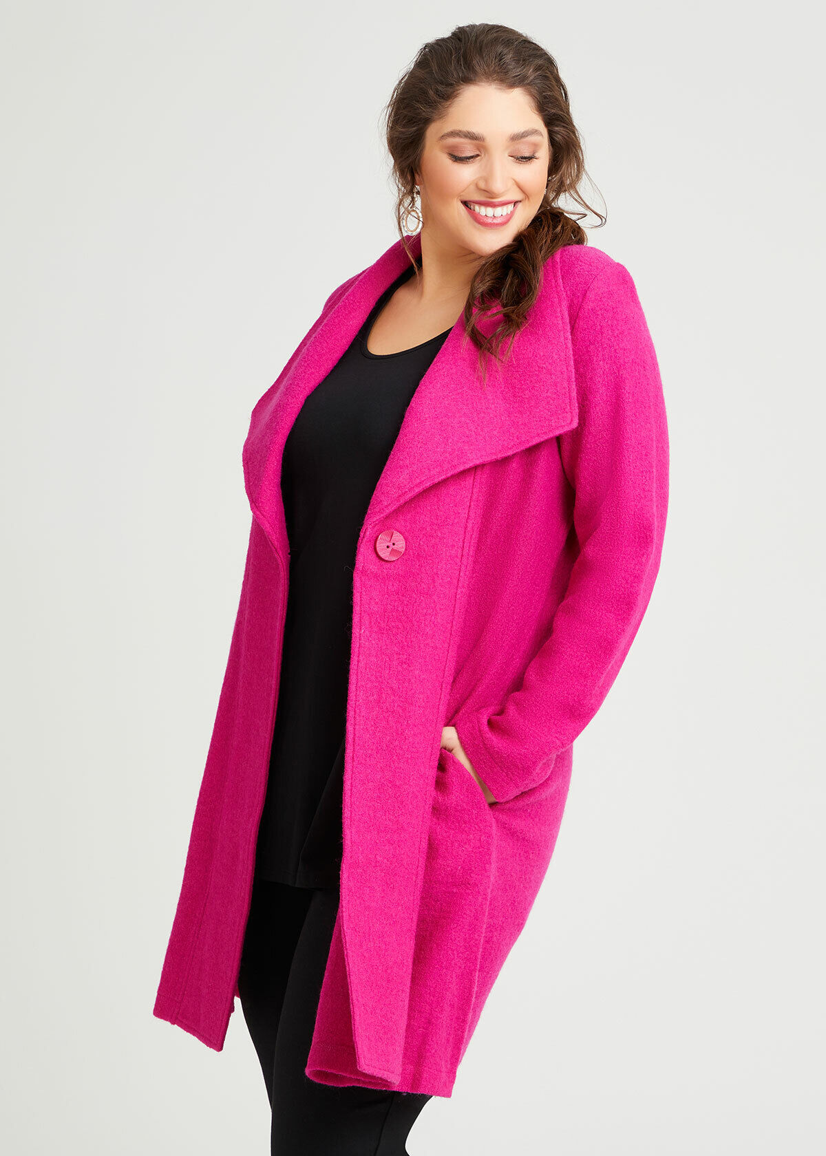 pink boiled wool coat
