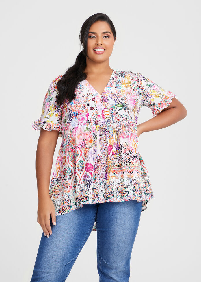 Natural Boho Paisley Top, , hi-res