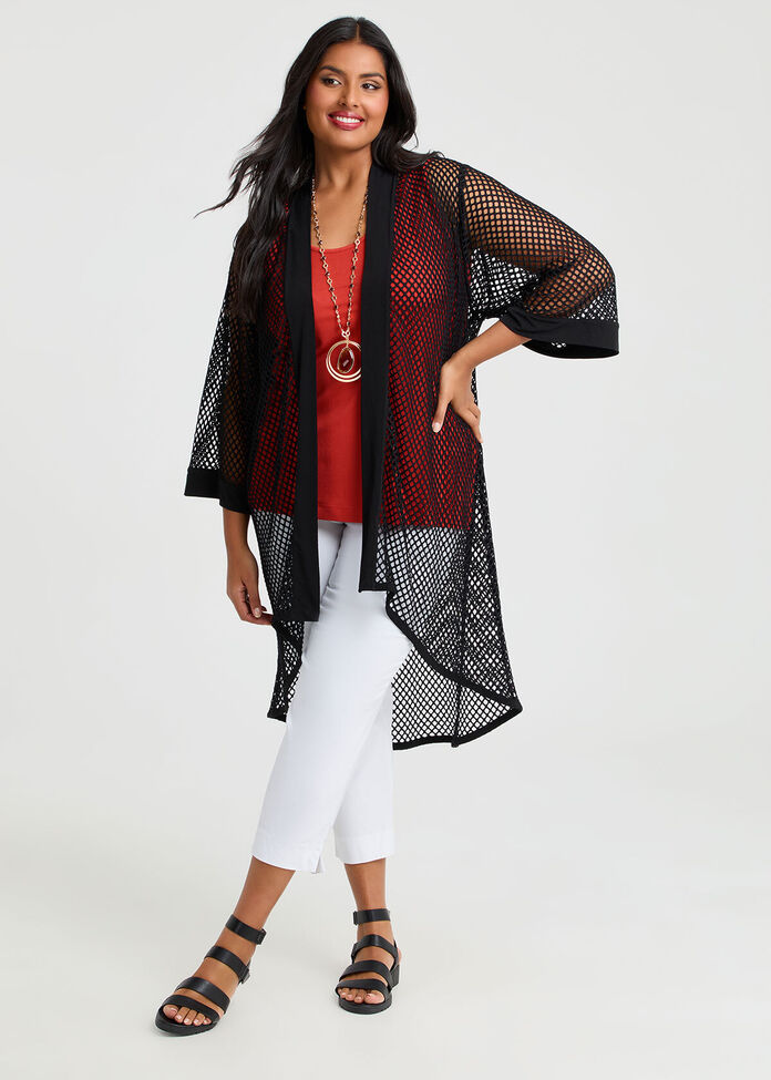 Open Mesh Cardigan, , hi-res