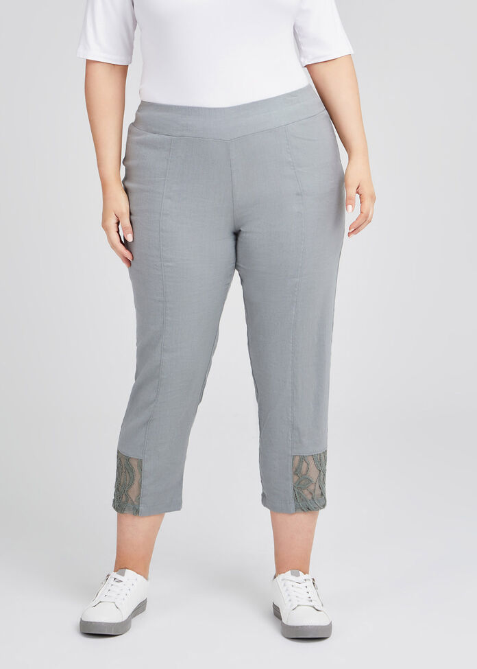 Kiki Linen & Lace Crop Pant, , hi-res