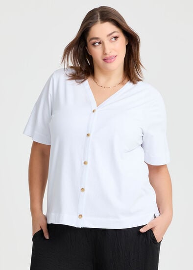Plus Size Natural Alba Button Cardigan