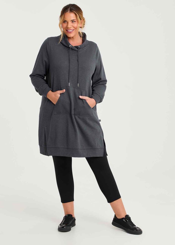 Cowl Pocket Sweat Dress, , hi-res