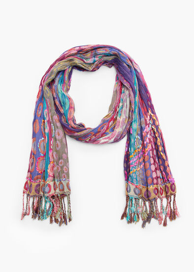 Shirred Spotty Jacquard Scarf