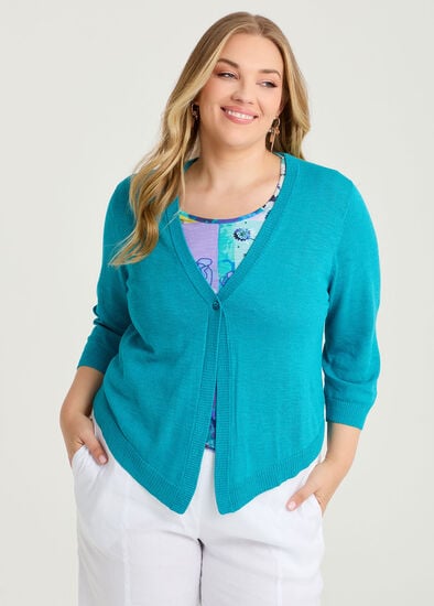 Plus Size Tori Slub Knit Crop Cardigan