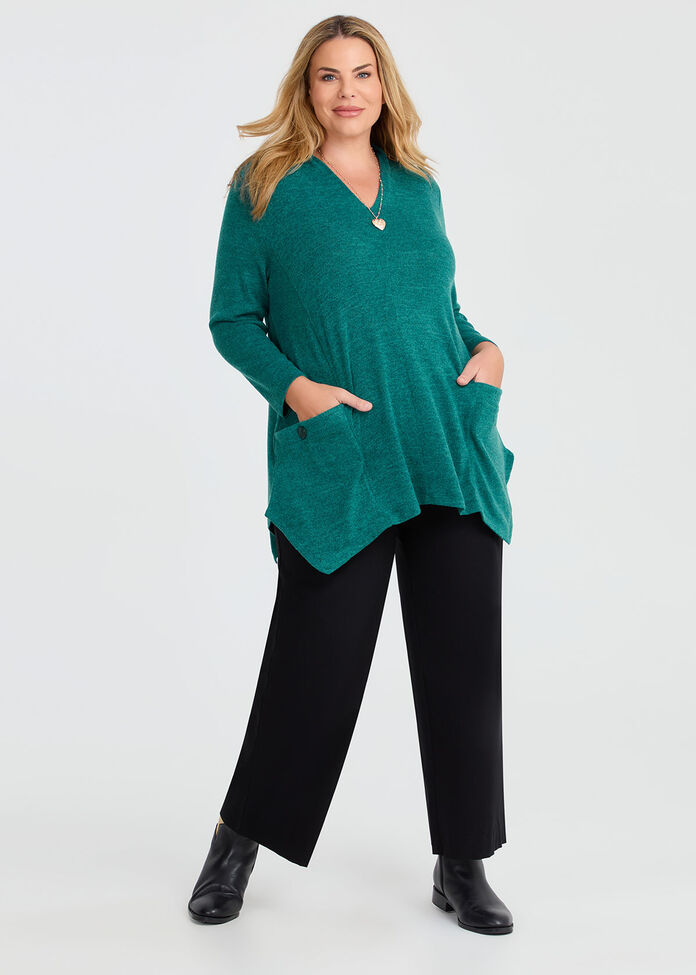 Shop Plus Size Button Detail Snug Tunic, Green | Taking Shape NZ