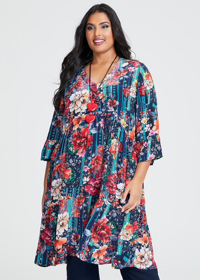 Shop Plus Size Natural Summer Reflection Tunic in Multi | Sizes 12-30 ...
