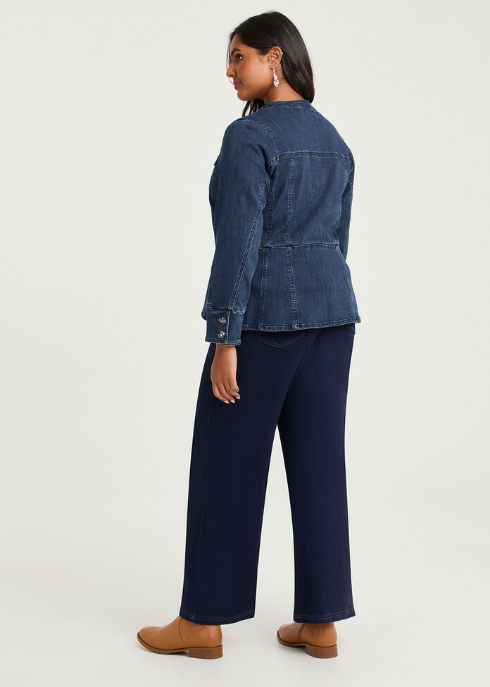 Cotton Peplum Denim Jacket, , hi-res