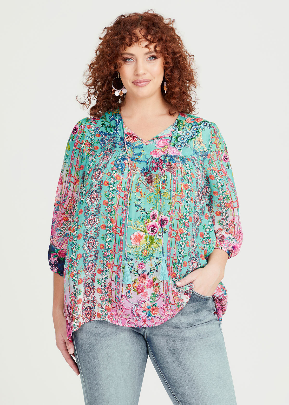 Shop Plus Size Natural Somerset Top in Multi | Taking Shape AU