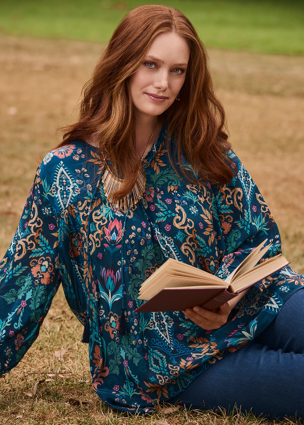 Natural Ornate Paisley Top
