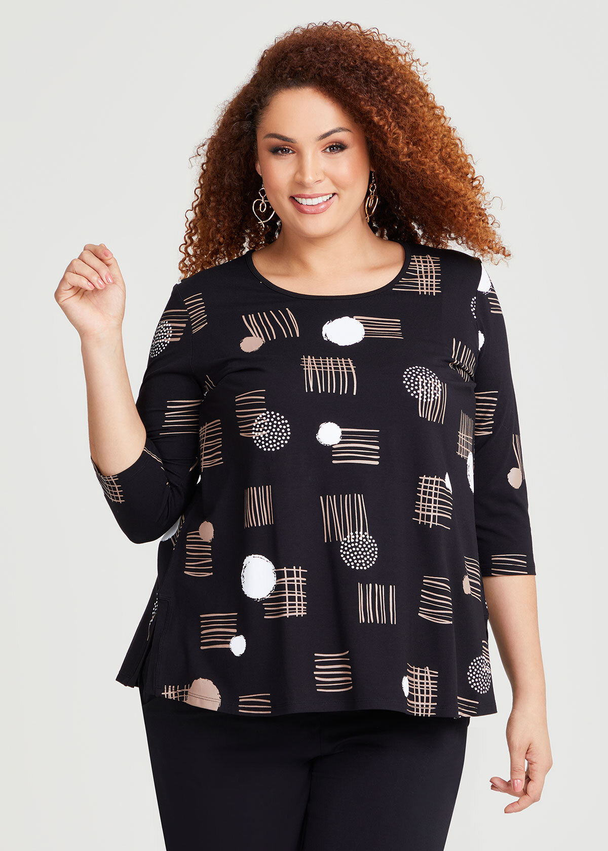 Shop Plus Size Natural Neutral Shift Top in Multi | Sizes 12-30 ...