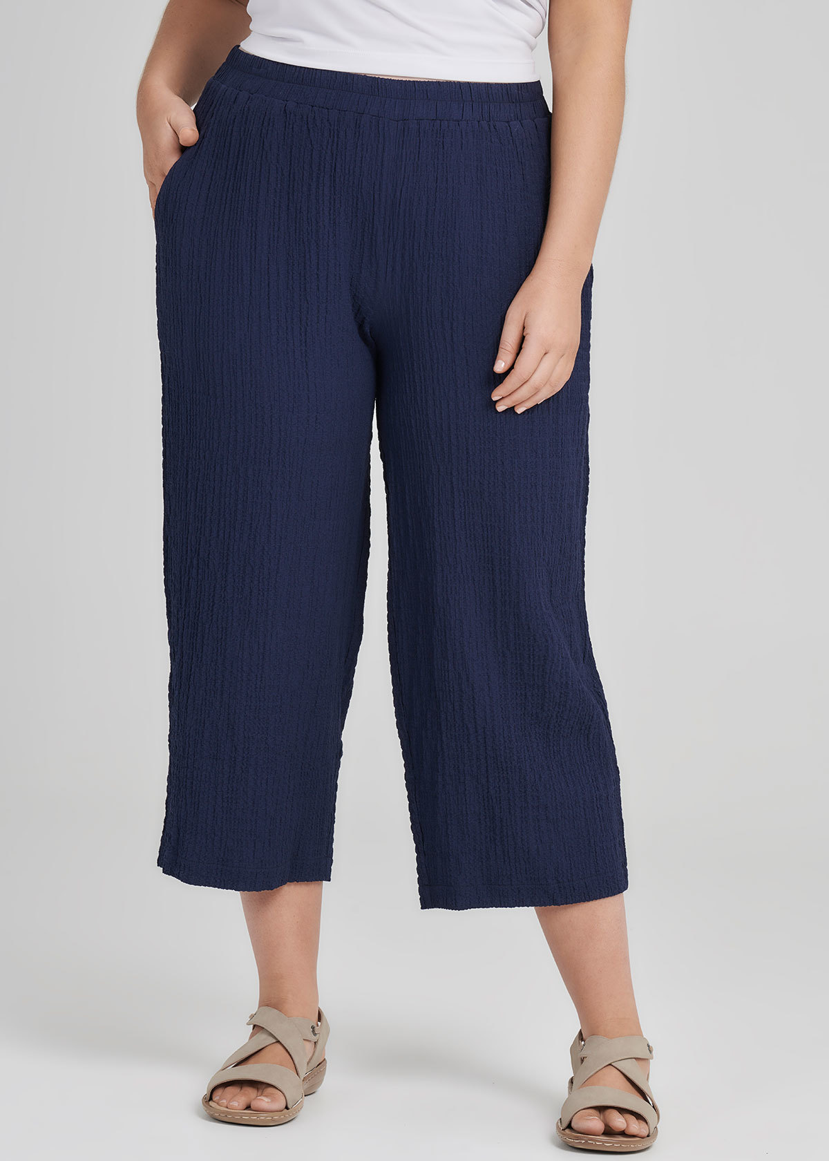 Shop Plus Size Catalina Crop Pant in Navy | Taking Shape AU