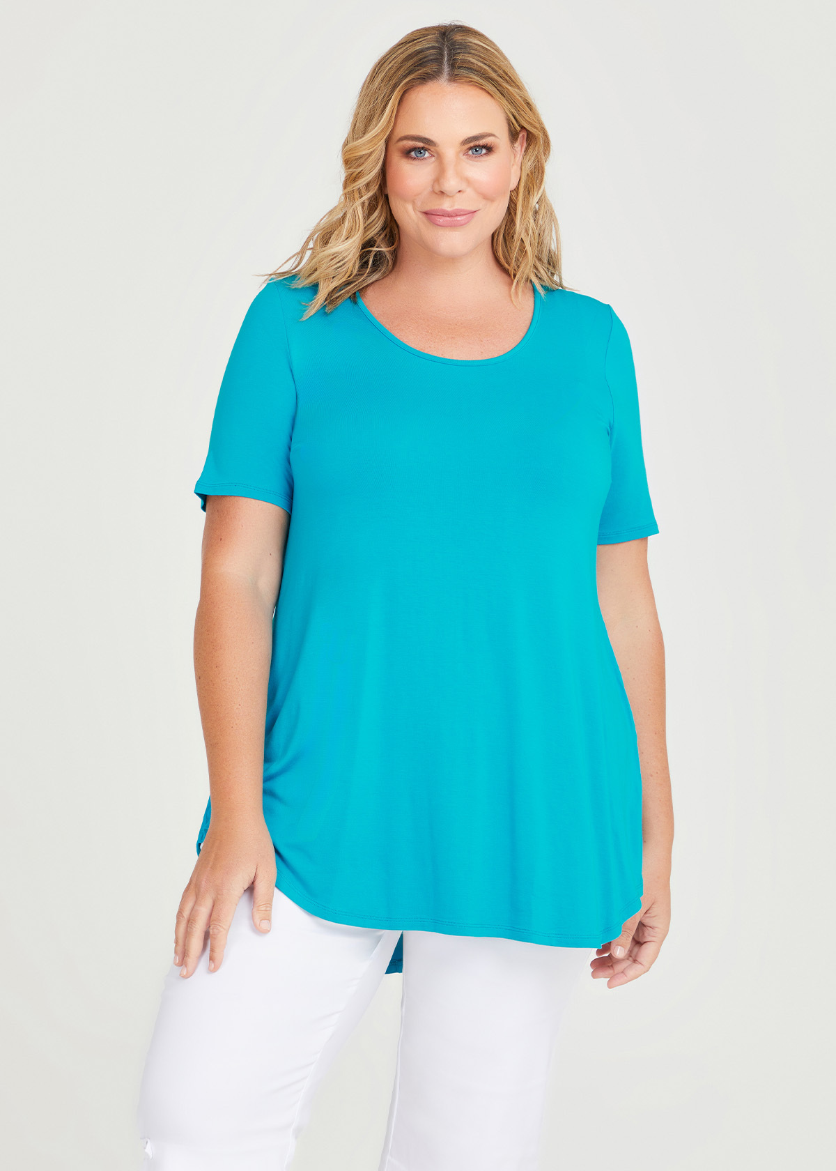 Shop Plus Size Bamboo Base Short Sleeve Top in Blue | Taking Shape AU