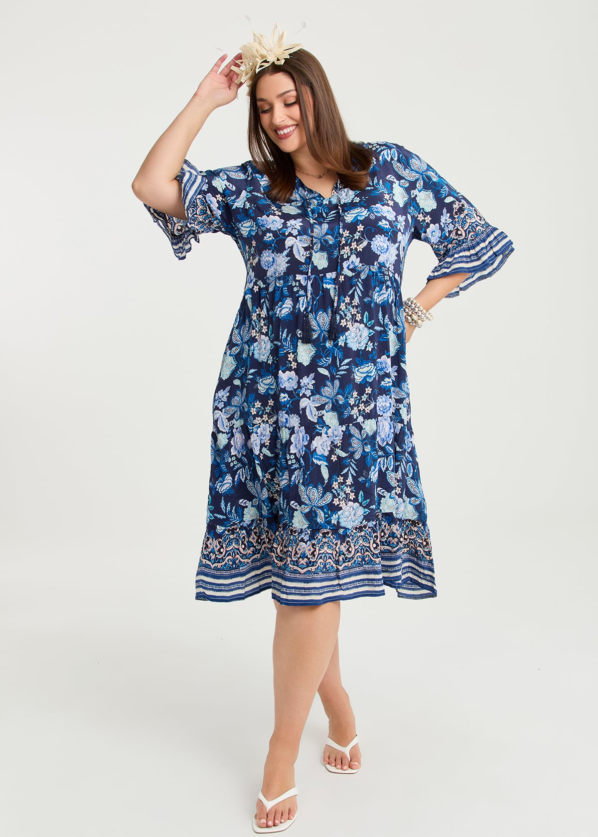 Taking Shape Natural Enchanted Floral Dress Size 22 in Print, Natural Viscose - Plus Size Women's Dresses