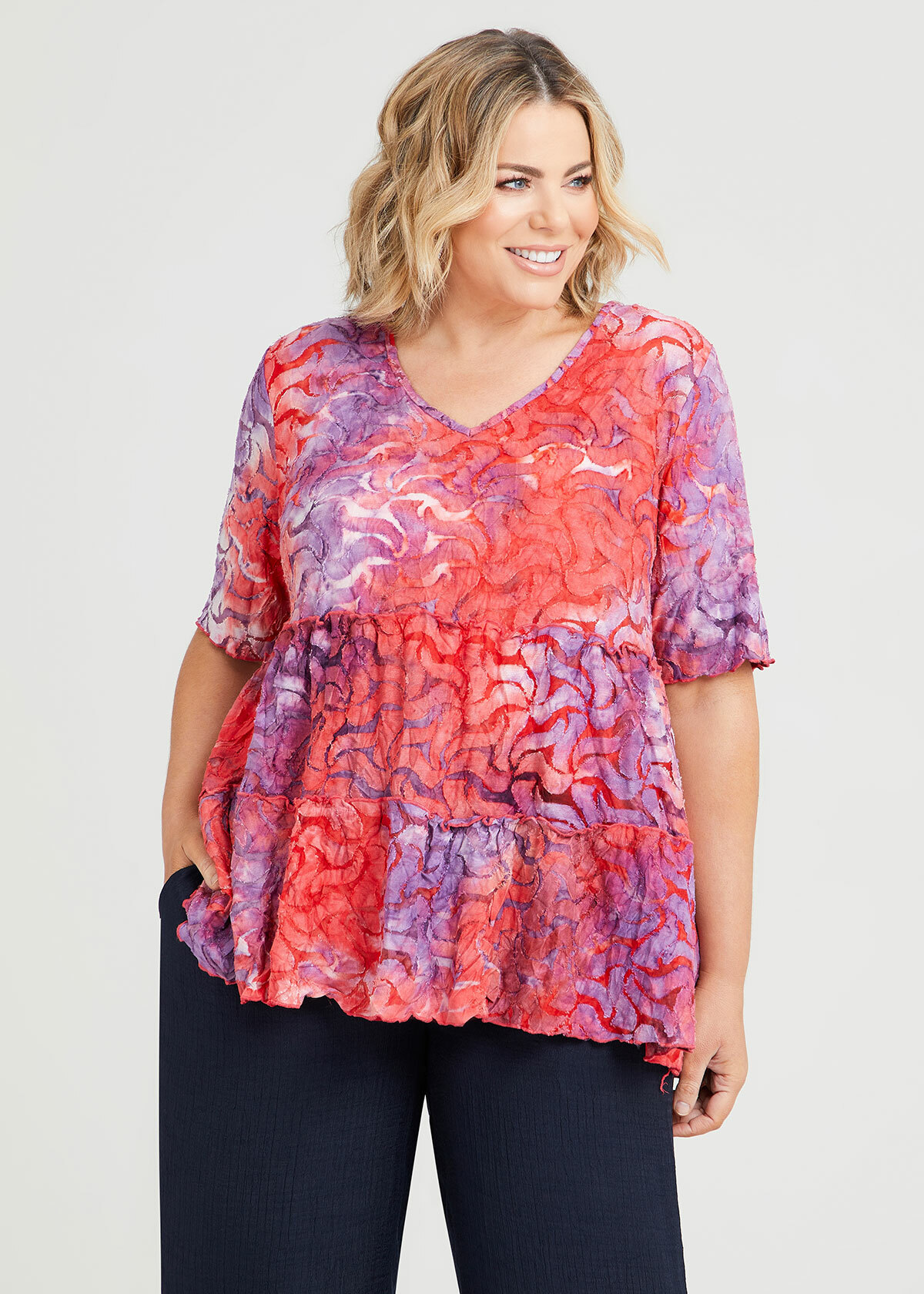 Shop Plus Size Tie Dye Burnout Top in Multi | Sizes 12-30 | Taking Shape AU