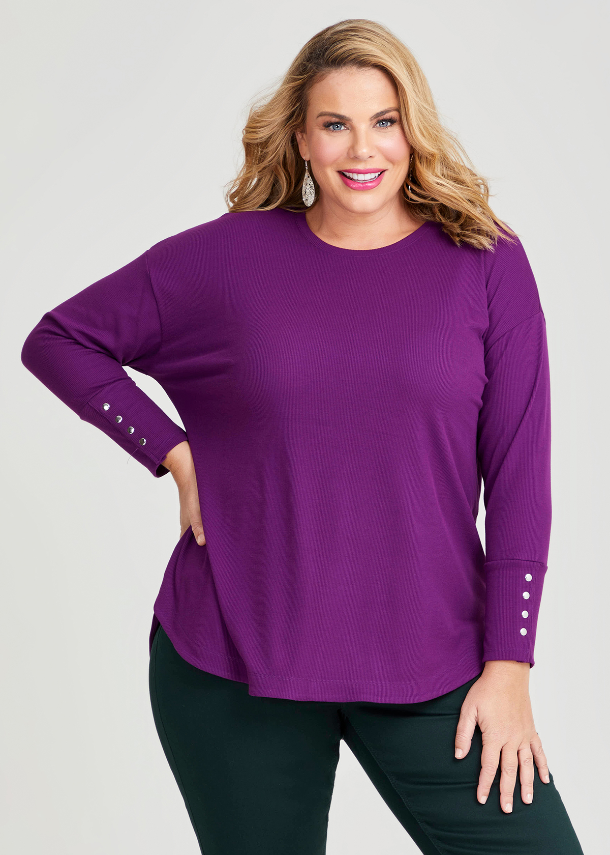 Shop Plus Size Rib Hi-lo Top in Purple | Taking Shape AU