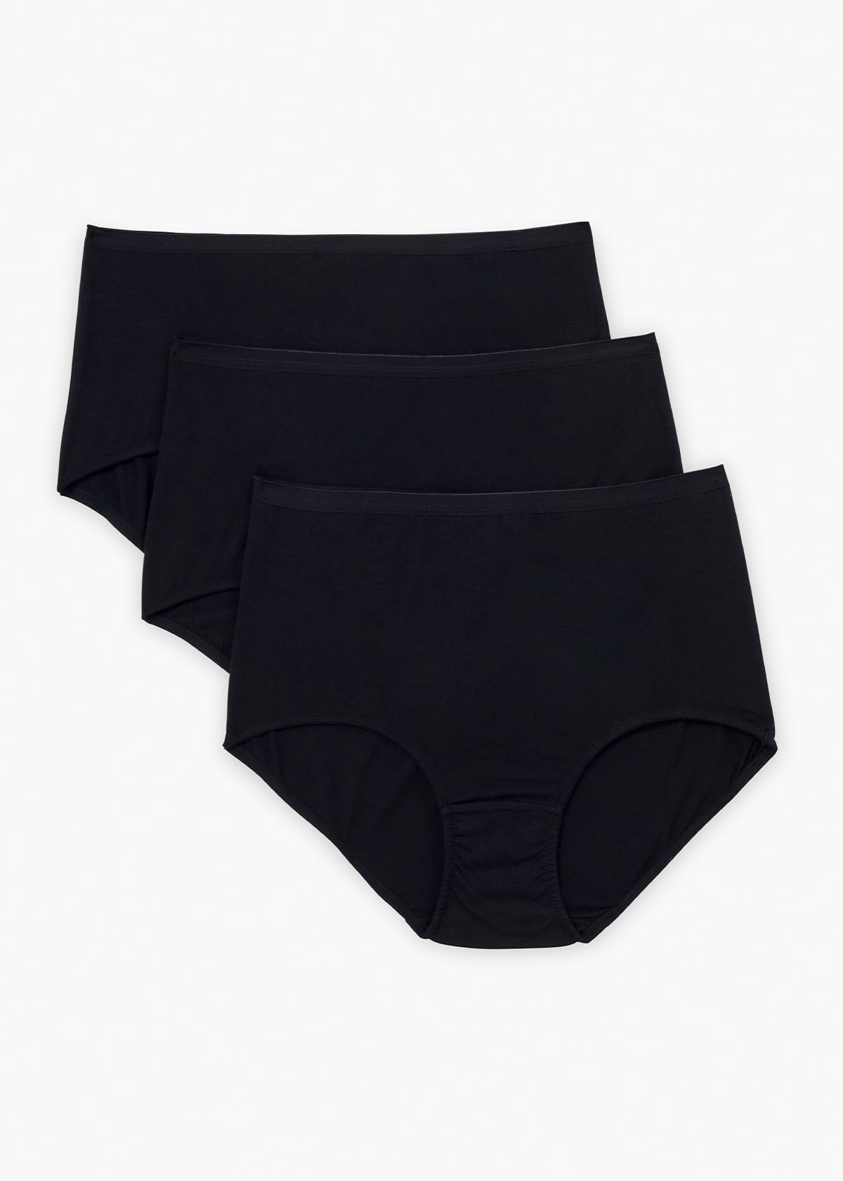 Taking Shape 3 Pack Bamboo Full Briefs Size 10 in Black - Plus Size Women's Underwear