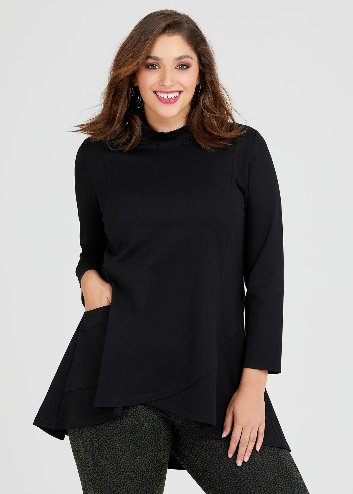 Shop Plus Size Selena Bamboo Ponte Tunic in Black | Taking Shape AU