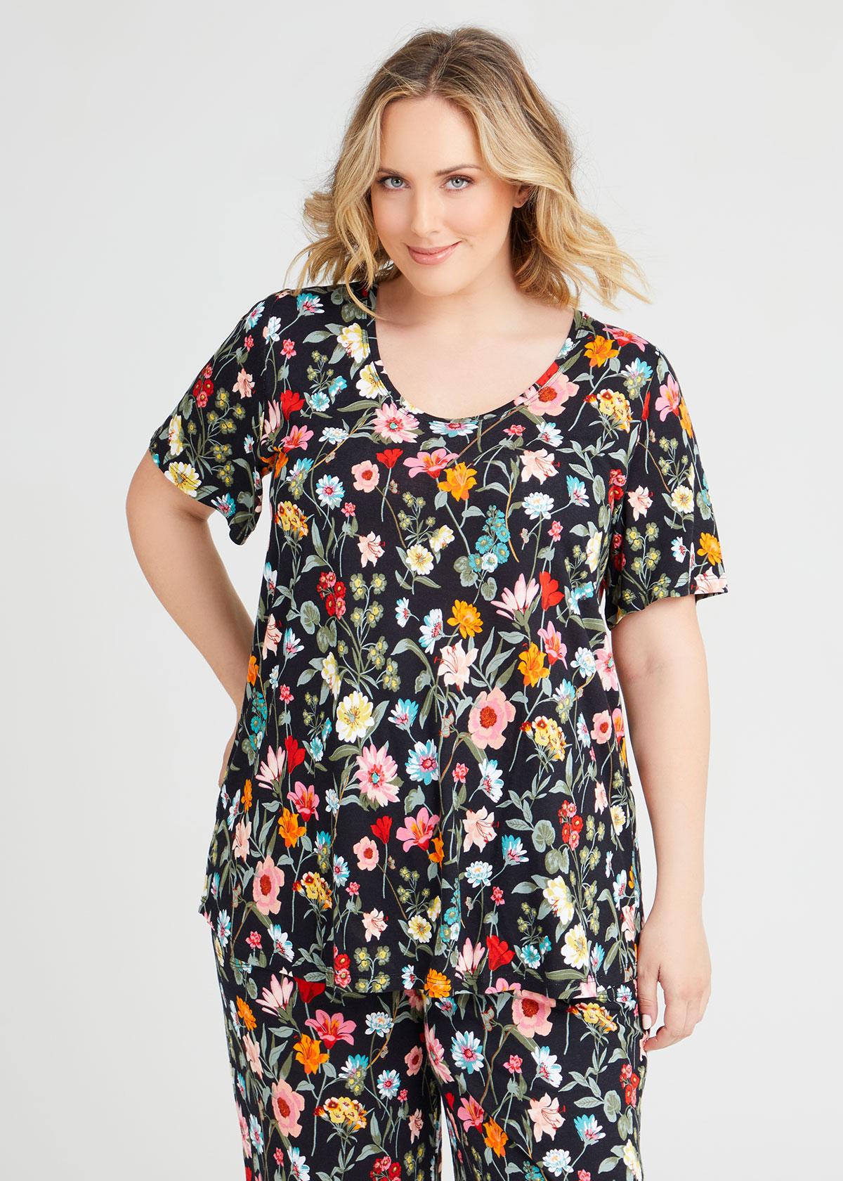 Shop Plus Size Dark Floral Pyjama Tee in Floral | Taking Shape AU