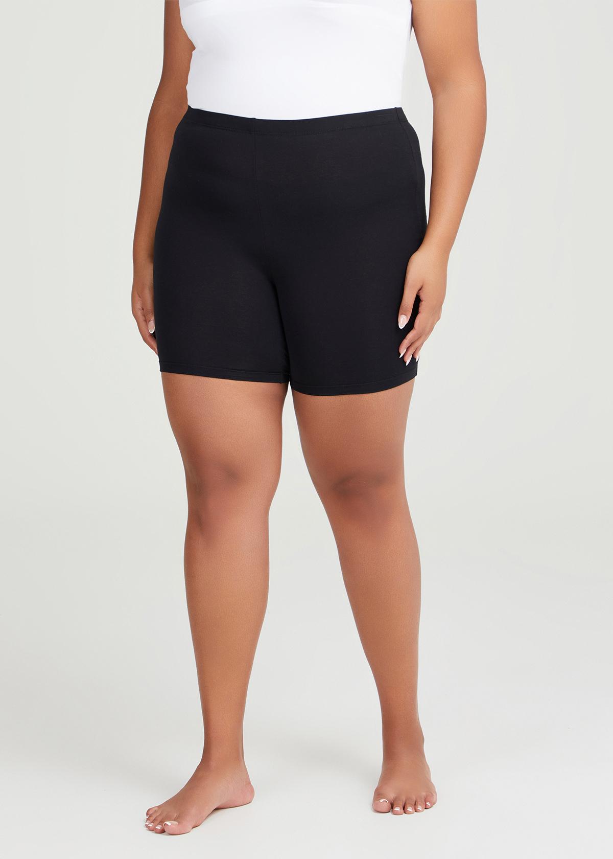 Plus Size Black Anti Chafing High Waisted Shorts