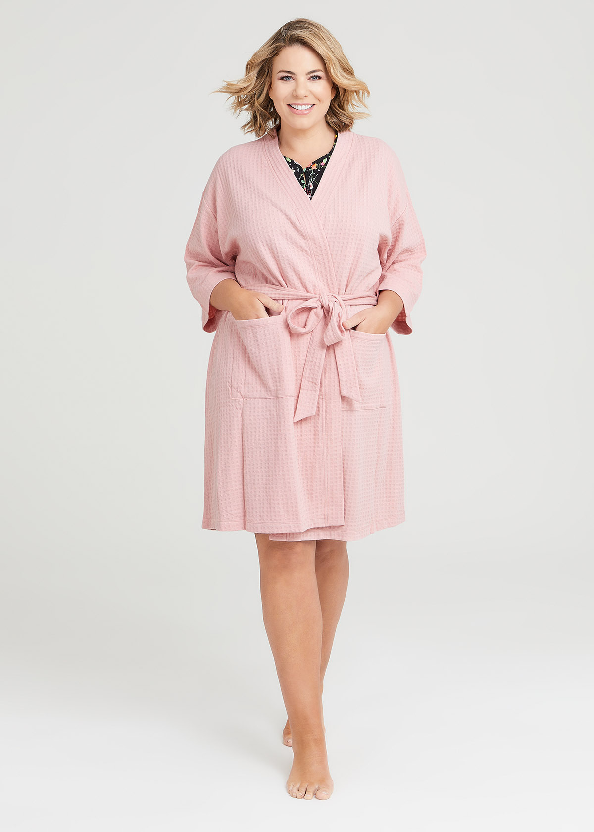 Shop Plus Size Cotton Blend Waffle Robe in Red Taking Shape AU