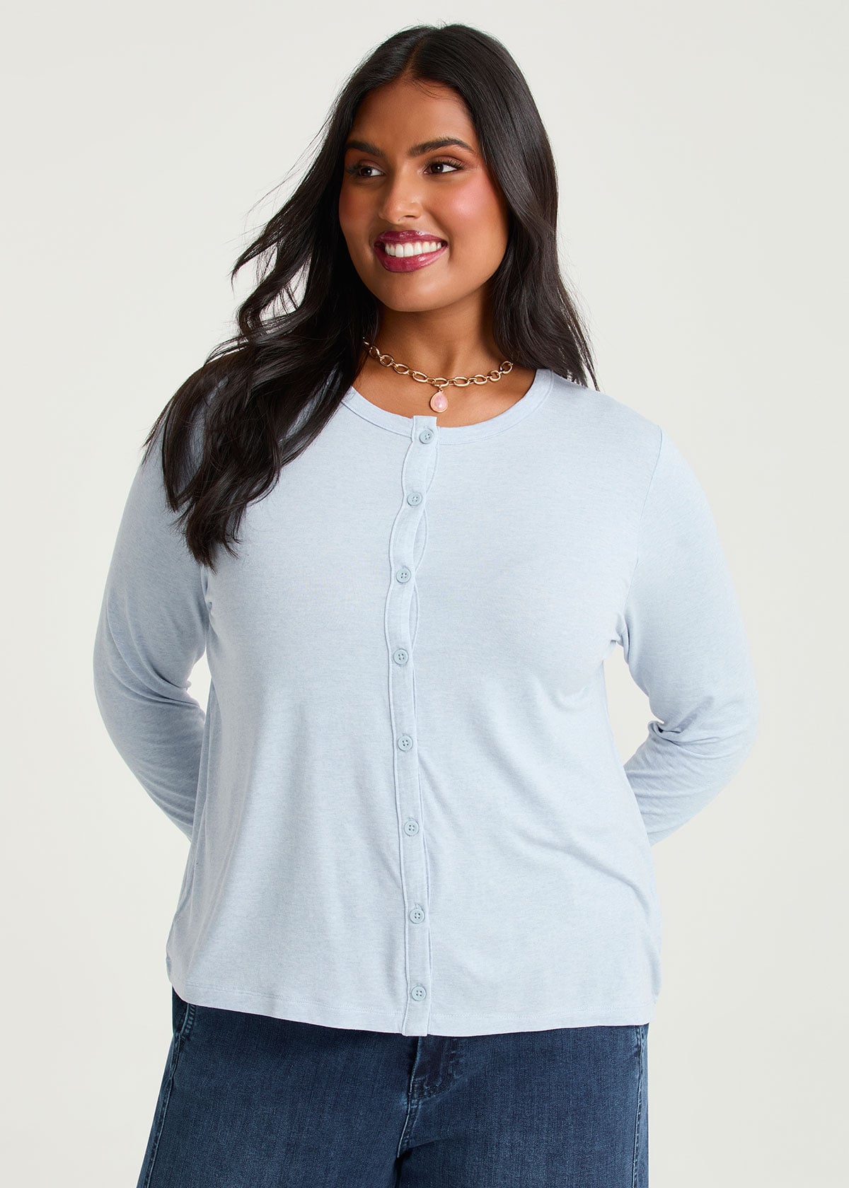 Taking Shape Australian Wool Modal Cardigan Size 18 in SKY Blue Marle - Plus Size Women's Cardigans