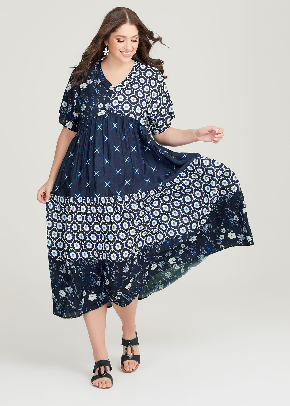 Shop Plus Size Natural Blues Maxi Dress in Multi | Taking Shape AU