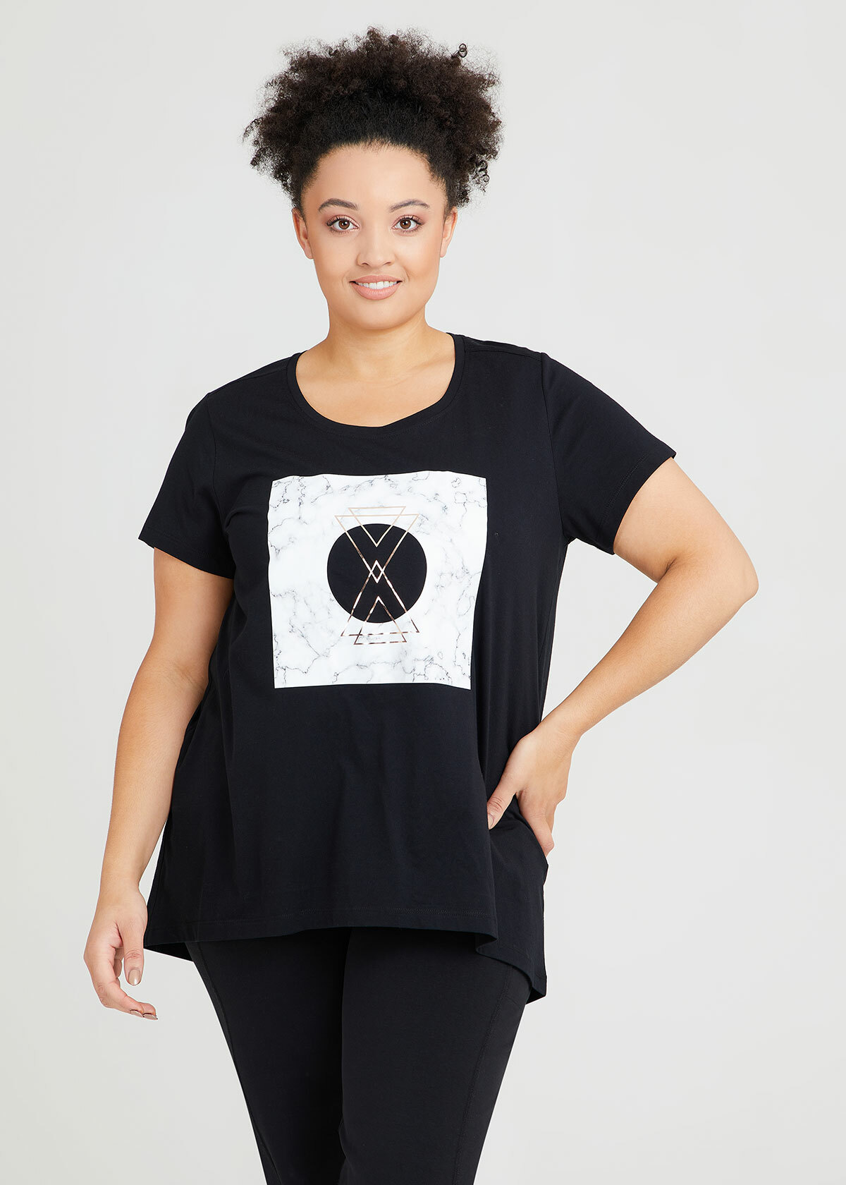 Shop Plus Size Cotton Marble Graphic Top, Black | Taking Shape AU