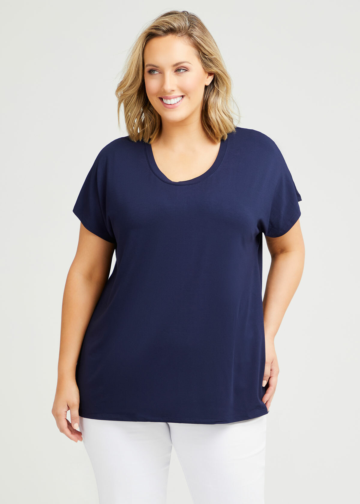 Shop Plus Size Bamboo Essential Top in Blue | Taking Shape AU