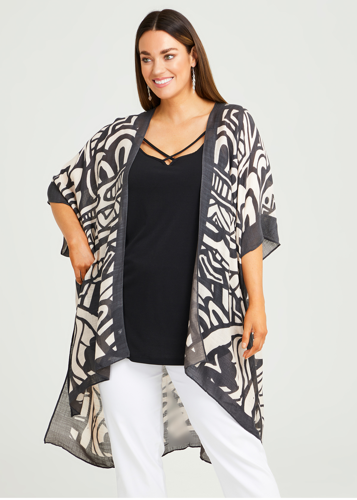 Shop Plus Size Monochrome Aztec Print Cape, Multi | Taking Shape AU
