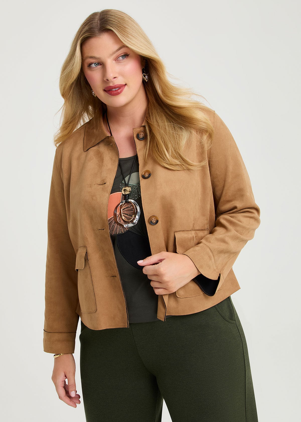 Faux Suede Crop Jacket