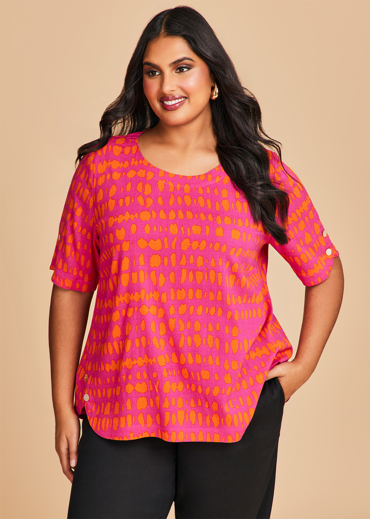 Shop Plus Size Alicia Natural Abstract Spot Top in Purple | Sizes 12-30 ...