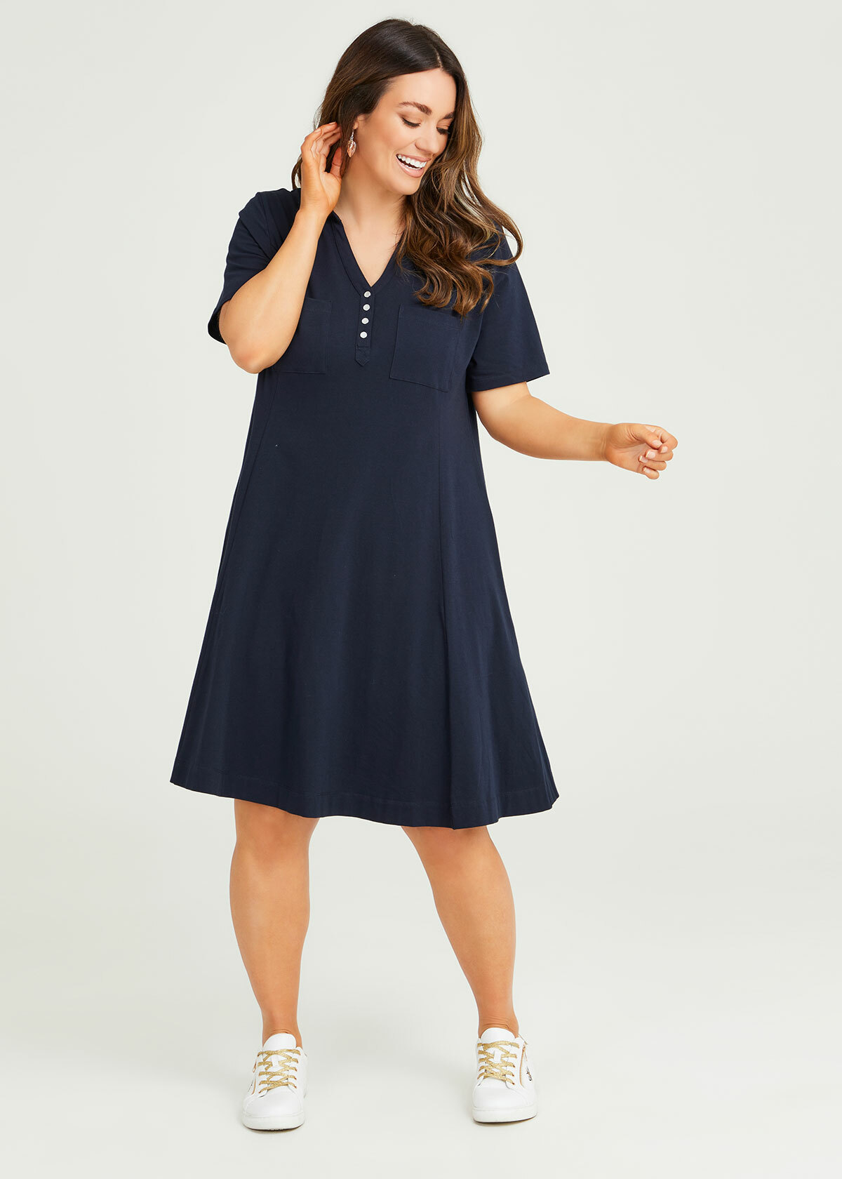 Shop Plus Size Cotton Polo Dress in Blue | Taking Shape AU