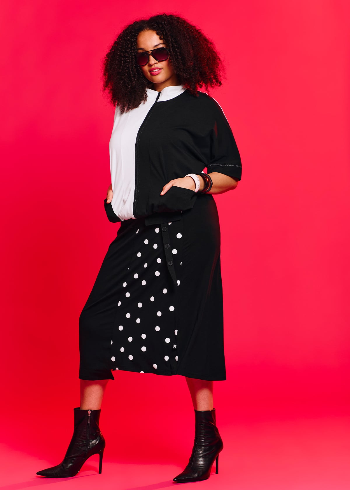 Taking Shape Natural Spot On Skirt Size 16 in Black / Spot, Natural Viscose - Plus Size Women's Skirts
