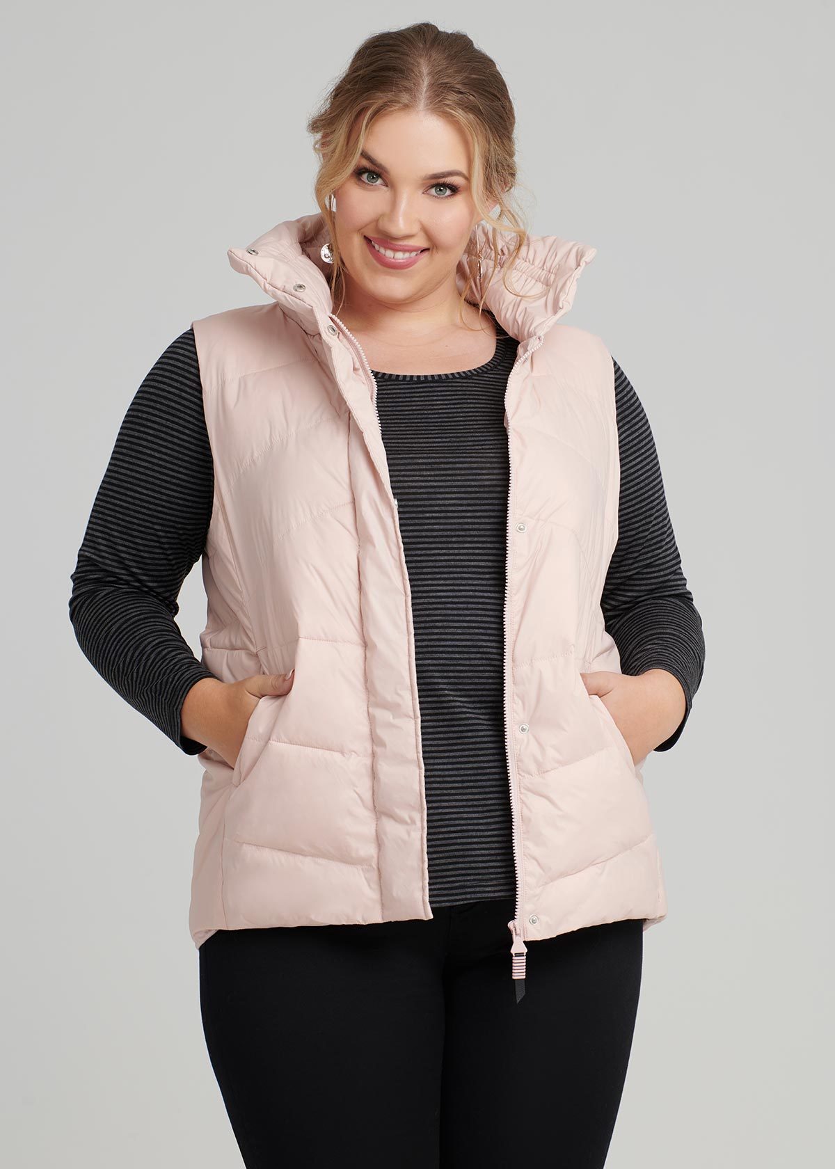 Shop Plus Size The Versatile Puffer Vest in Pink Taking Shape AU