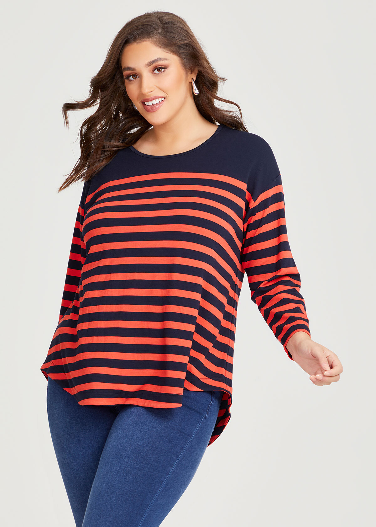 Shop Plus Size Bamboo Ponte Breton Stripe Top in Blue | Taking Shape AU