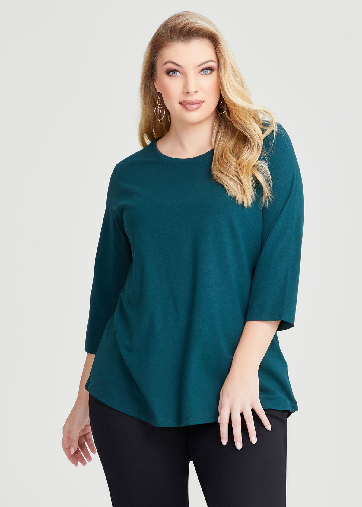 Shop Plus Size Australian Cotton 3/4 T-Shirt in Green | Taking Shape AU