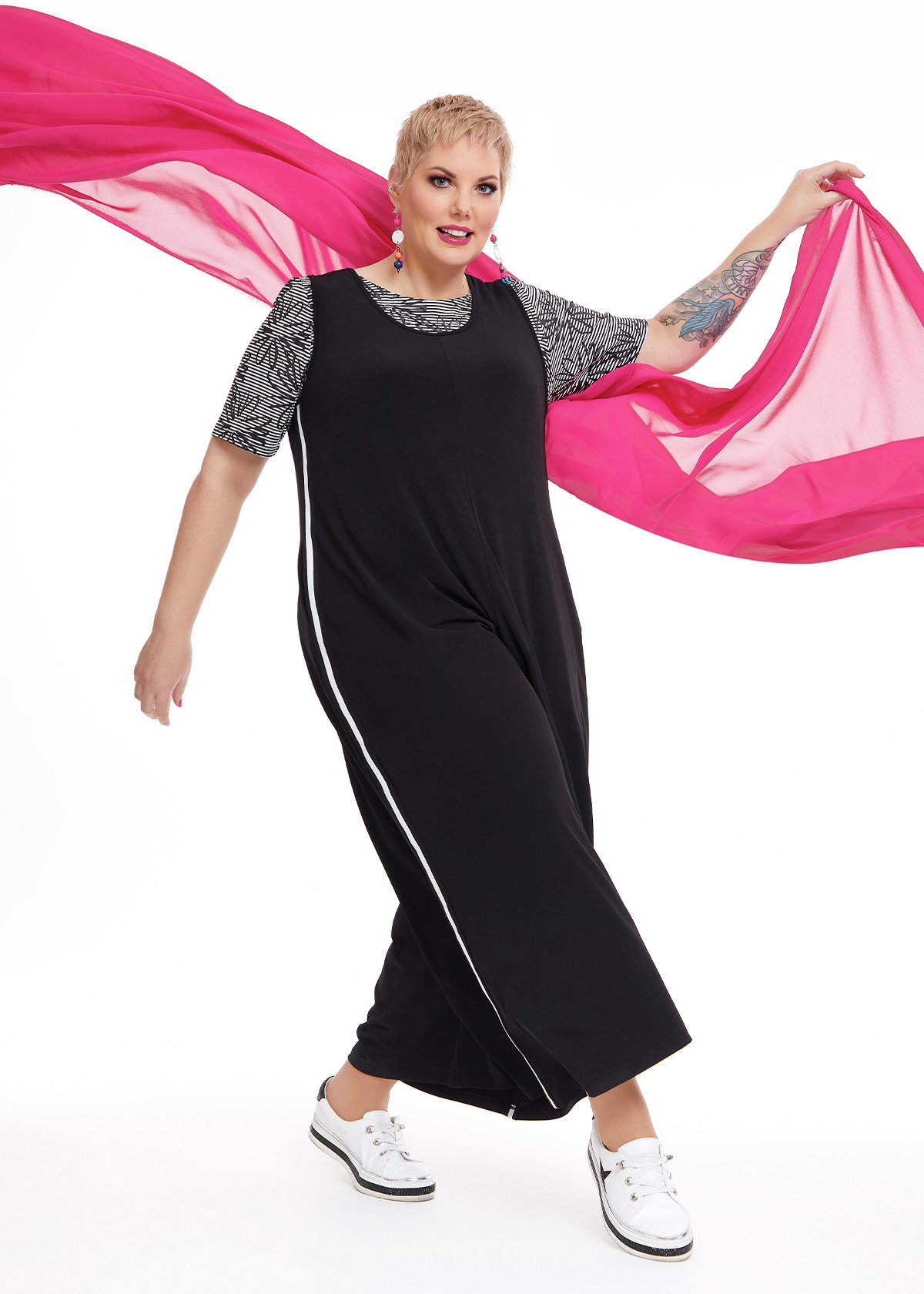 Shop Plus Size Luna Stripe Jumpsuit, Black | Taking Shape AU