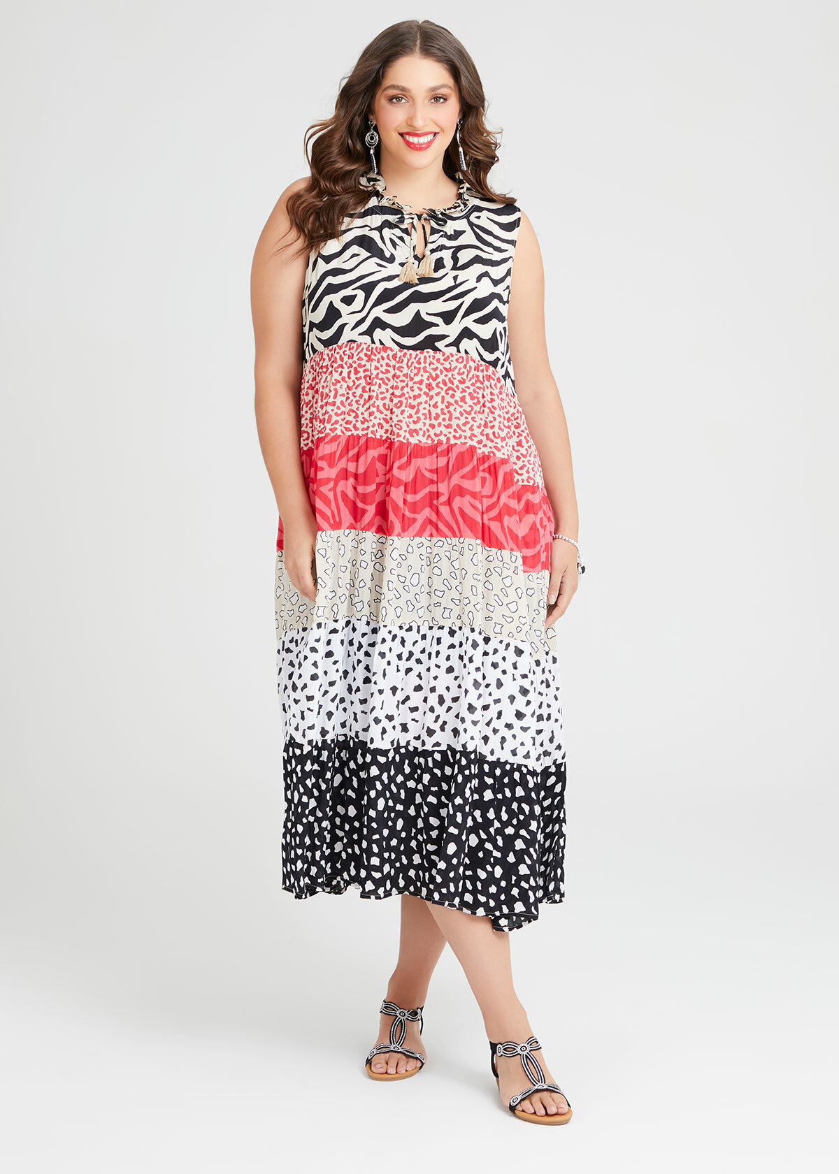 Shop Plus Size Natural Animal Tier Dress in Print | Taking Shape AU