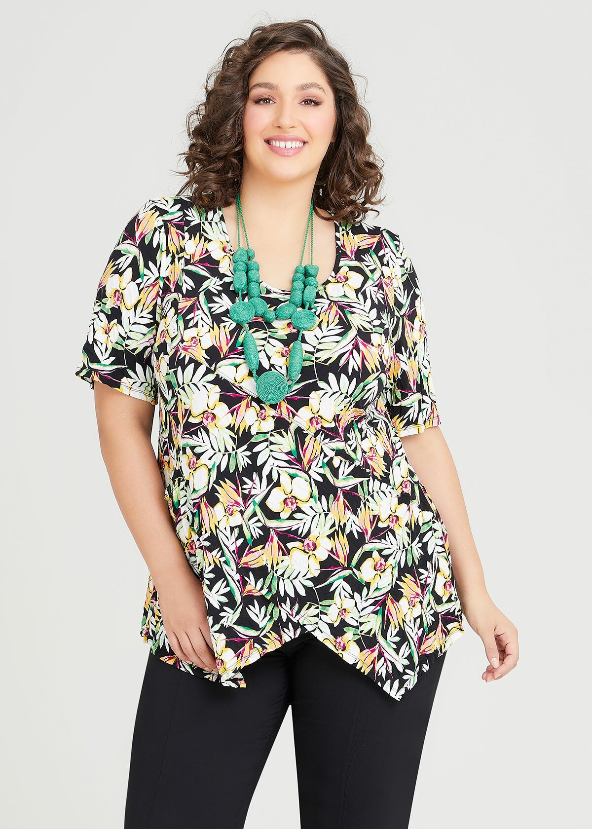 Shop Plus Size Palm Print Crush Top in Multi | Taking Shape AU