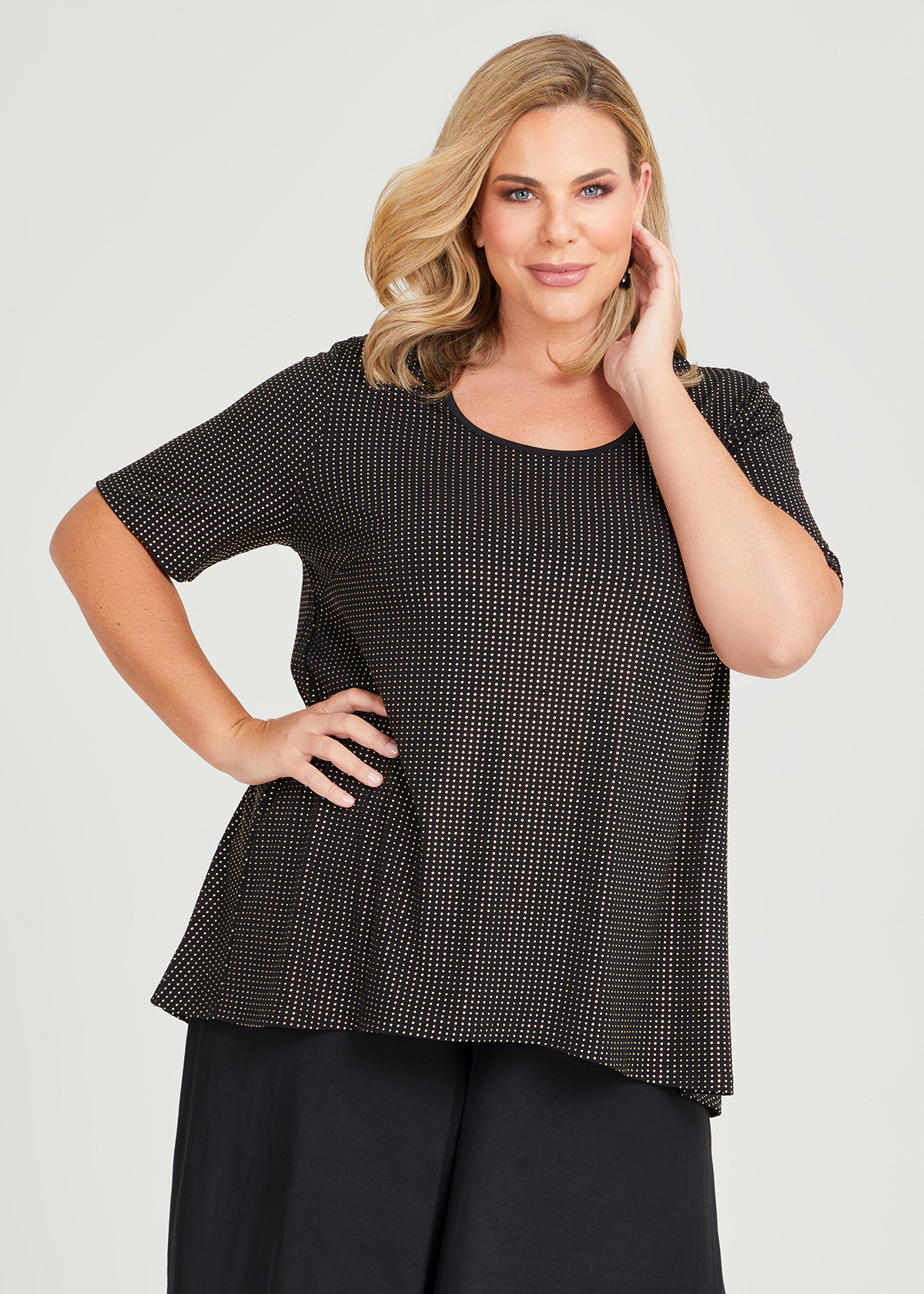 Shop Plus Size Foil Knit Top in Black | Taking Shape AU