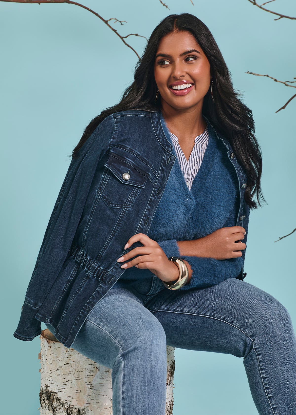 Cotton Peplum Denim Jacket