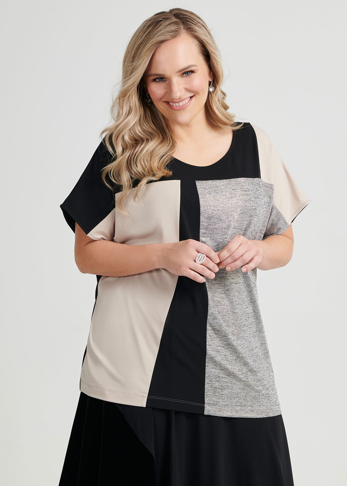 Shop Plus Size Alice Spliced Shell Top in Black | Taking Shape NZ